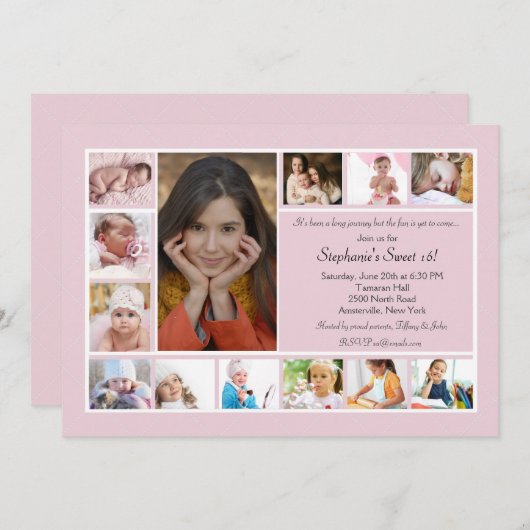 13の写真のコラージュの縦の写真の招待状 招待状 (正面/裏面)