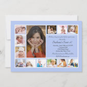 13の写真のコラージュの縦の青い写真の招待状2 招待状 (正面)