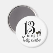 13はラッキーナンバー+黒猫 マグネット (正面/裏面)