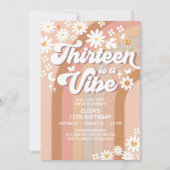 13はVibe 70s自然 Groovy 13誕生日 招待状 (正面)