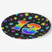 13イベント: はっきりした,おもしろい,レインボーカラフル13 ペーパープレート (アングル)