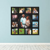 13イメージファミリーインスタグラムコラージュ黒い背景 キャンバスプリント (インサイチュ (ウッドフロア))