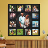 13イメージファミリーインスタグラムコラージュ黒い背景 キャンバスプリント (インサイチュ (リビング))