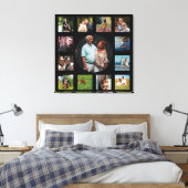 13イメージファミリーインスタグラムコラージュ黒い背景 キャンバスプリント (インサイチュ (寝室))