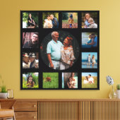 13イメージファミリーインスタグラムコラージュ黒い背景 キャンバスプリント (インサイチュ (リビング))