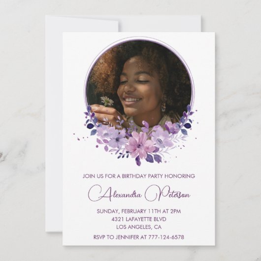 13エレガント歳の誕生日の招待状Photo エレガント 招待状 (正面)