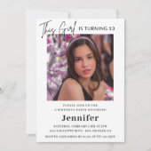 13エレガント歳の誕生日招待状写真モダン 招待状 (正面)