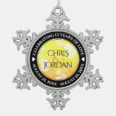 13エレガントthシトリ結婚ン記念日 スノーフレークピューターオーナメント (正面)