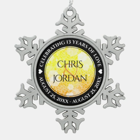 13エレガントthシトリ結婚ン記念日 スノーフレークピューターオーナメント (正面)