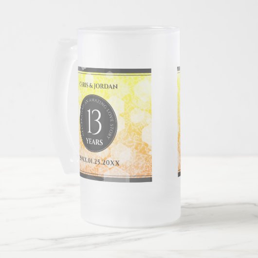 13エレガントthシトリ結婚ン記念日 フロストグラスビールジョッキ (正面左)