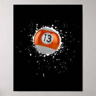 13クールボール13ビリヤード絵を描Splatte ポスター