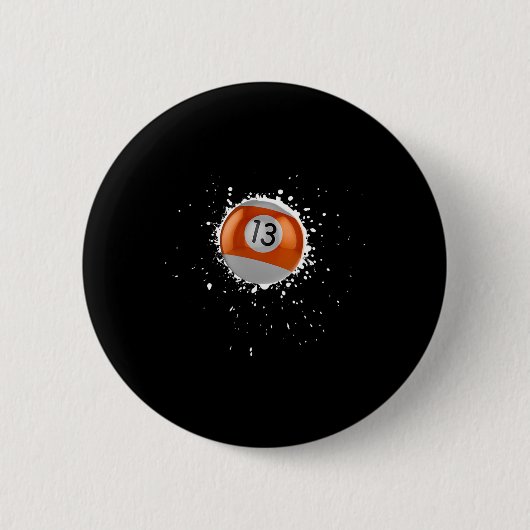 13クールボール13ビリヤード絵を描Splatte 缶バッジ (正面)