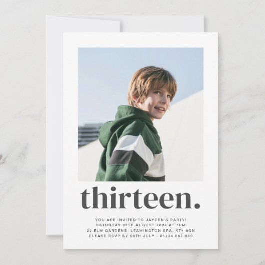 13スクエアフォトファースト誕生日招待状 招待状 (正面)