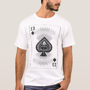 13スペード:架空遊のカード:白シャツ Tシャツ