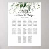 13テーブル緑のエレガントな結婚式のシーティングチャート ポスター (正面)