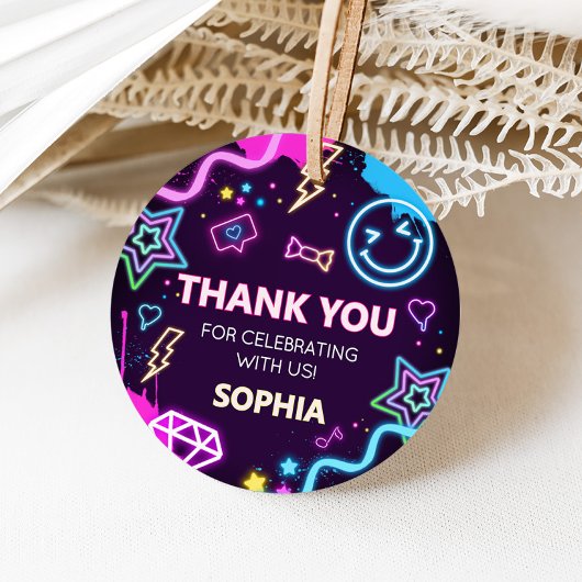 13ネオン10代の若者バースデーパーティールラウンド フェイバータグ