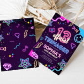 13ネオン10代の若者誕生日パーティー 招待状