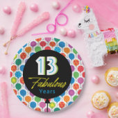 13ハッピーバースデーブライトグラフィックバルーン ペーパープレート (パーティー)