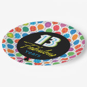 13ハッピーバースデーブライトグラフィックバルーン ペーパープレート (アングル)