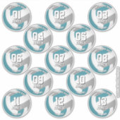 13バレーボールプレーヤーティール（緑がかった色）グレーチームカラー シール (正面)