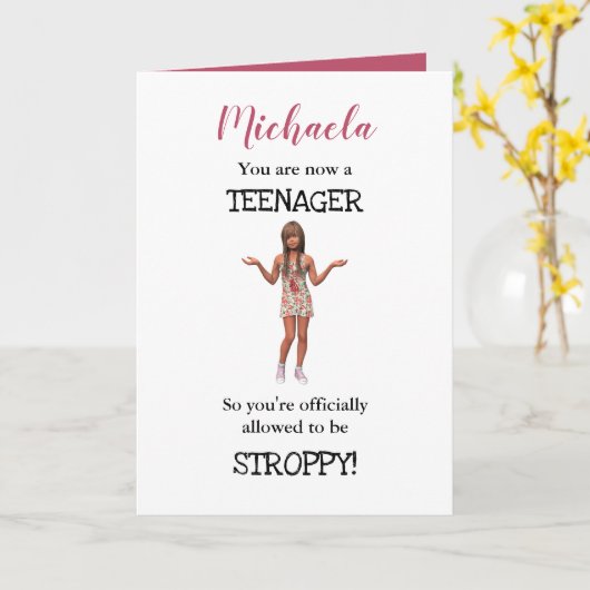 13パーソナライズされたおもしろい誕生日 |10代の若者 カード (黄色い花)