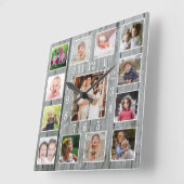 13パーソナライズされたフォトコラージュグ素朴レーウッド スクエア壁時計 (傾斜)