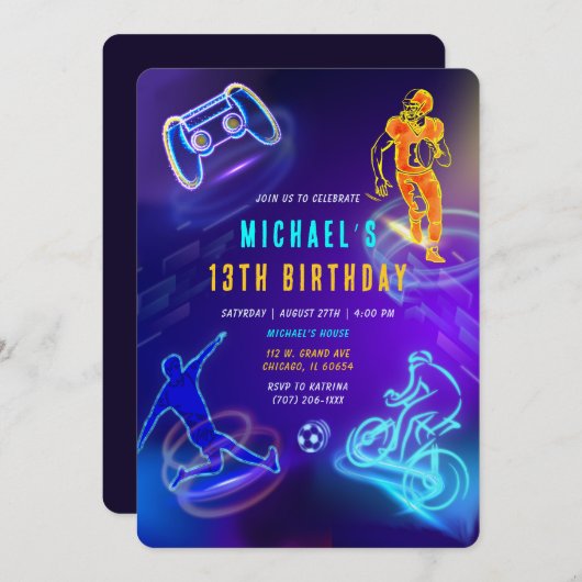 13パーソナライズされた番目の誕生日ボーイ招待状 招待状 (正面/裏面)