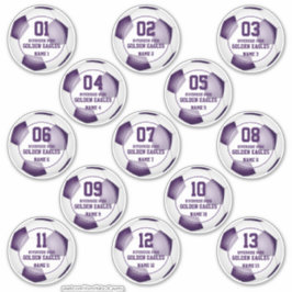 13パープルの白いサッカーチームの少年少女セット シール