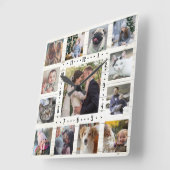 13ファミリーフォトコラージュファ素朴ームハウスLTウッド スクエア壁時計 (傾斜)