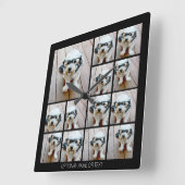 13フォトコラファンキーージュとシンプル文字 スクエア壁時計 (傾斜)