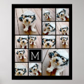 13フォトコラージモノグラムブラック – カラー編集可能 ポスター (正面)