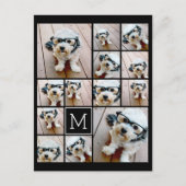 13フォトコラージモノグラムブラック – カラー編集可能 ポストカード (正面)