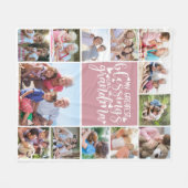 13フォトコラージュおばあちゃん素晴らしの恵み フリースブランケット (正面(横))