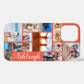 13フォトコラージュモダンスクリプト名コーラルオレンジ Case-Mate iPhoneケース (裏面 (横))