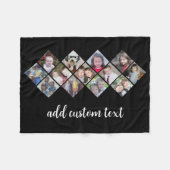 13フォトコラージュ – ダイヤモンドパターン – 黒 フリースブランケット (正面(横))