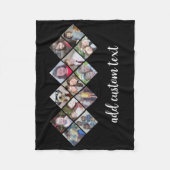 13フォトコラージュ – ダイヤモンドパターン – 黒 フリースブランケット (正面)