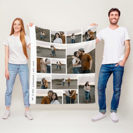 13フォトモダンコラージュ編集可能カラー フリースブランケット (インサイチュ)