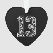 13ポリネシアのタトゥーナンバー13スポーツファンダークプレ オーナメント (正面)