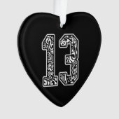 13ポリネシアのタトゥーナンバー13スポーツファンダークプレ オーナメント (正面)