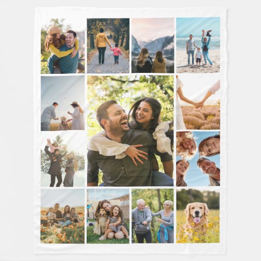 13モダンパーソナライズされた枚コラージュ フリースブランケット (正面)