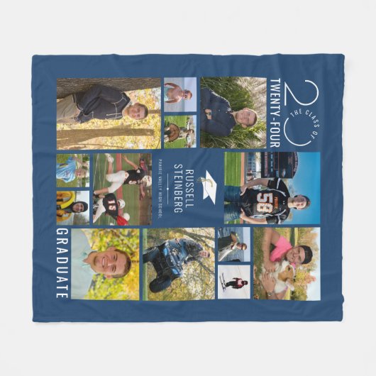 13モダンフォトコラージュのクラス年のカスタム色 フリースブランケット (正面(横))