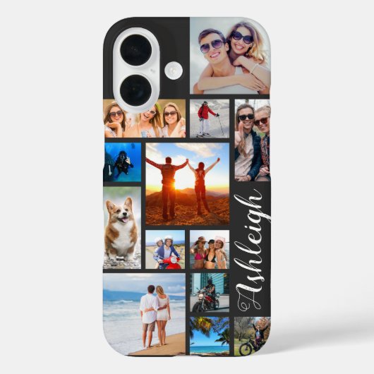 13モダンフォトコラージュのスクリプト名カスタム色 Case-Mate iPhoneケース (裏面)