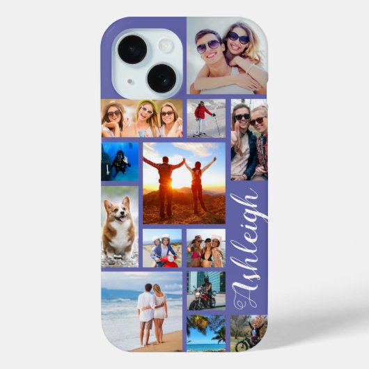13モダンフォトコラージュのスクリプト名カスタム色 Case-Mate iPhoneケース (裏面)