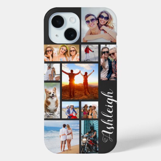 13モダンフォトコラージュのスクリプト名カスタム色 Case-Mate iPhoneケース (裏面)