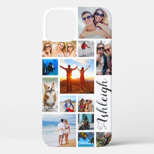 13モダンフォトコラージュ名スタイリッシュの色カスタム付け Case-Mate iPhoneケース (裏面)