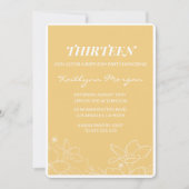13モダン歳の誕生日招待状フローラ黄 招待状 (正面)