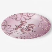 13モダン誕生日ピンクバルーン&グリッター ペーパープレート (アングル)