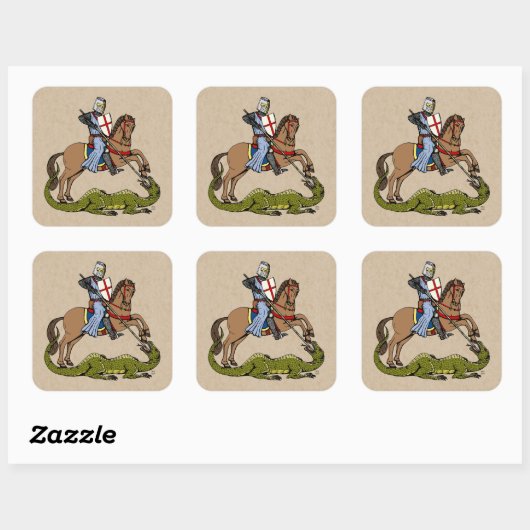 13世紀の聖ジョージとドラゴン スクエアシール (シート)