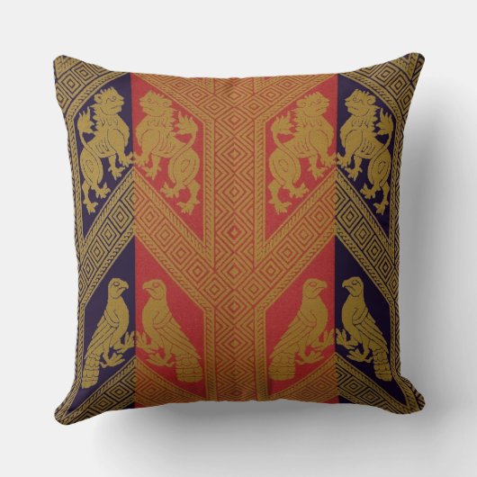 13世紀の草木のプリント獅子が横行し、鳥 クッション (裏面)