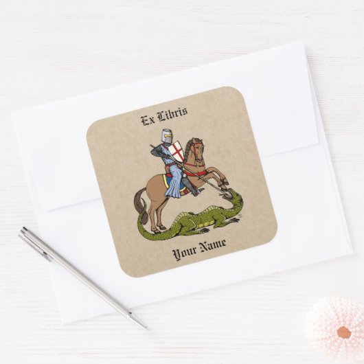 13世紀セントジョージアンドドラゴン蔵書票 スクエアシール (封筒)